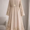 Luxury pearl embellished abaya with elegant handcrafted details