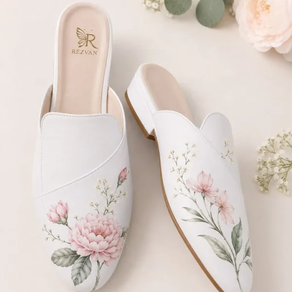 Luxury hand painted loafers with elegant floral leather artwork