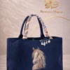 Luxury artistic tote bag with elegant floral leather design