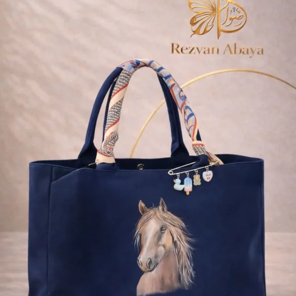 Luxury artistic tote bag with elegant floral leather design