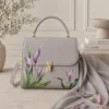Luxury floral handbag with elegant handcrafted leather artwork