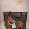 Luxury horse art tote with elegant equestrian-inspired artwork