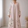 Luxury embroidered abaya with elegant floral detailing