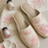 Luxury floral slides with elegant handcrafted floral artwork