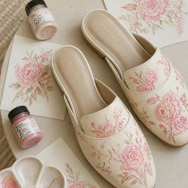 Luxury floral slides with elegant handcrafted floral artwork