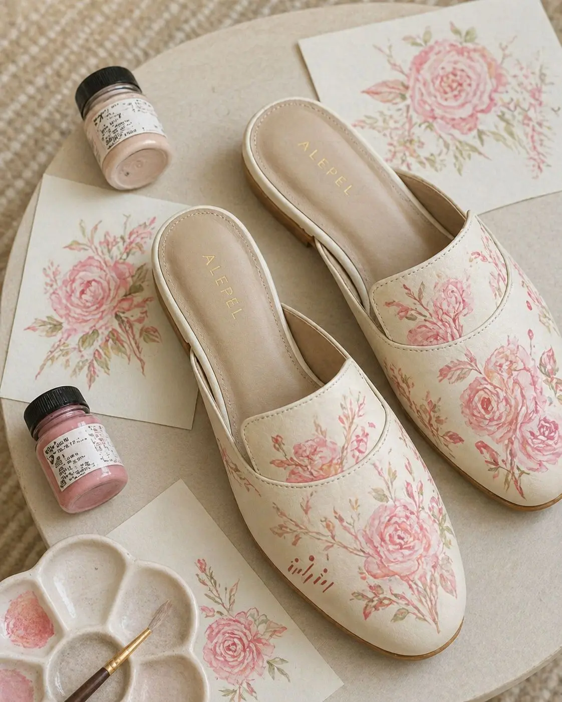 Luxury floral slides with elegant handcrafted floral artwork