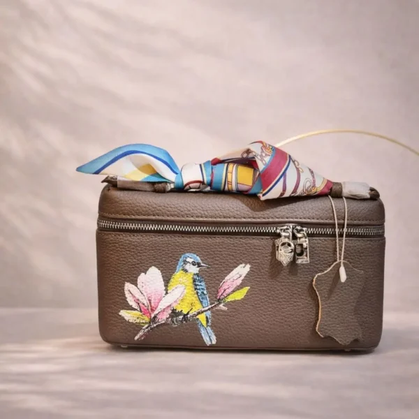 Luxury floral cosmetic bag with elegant handcrafted floral artwork