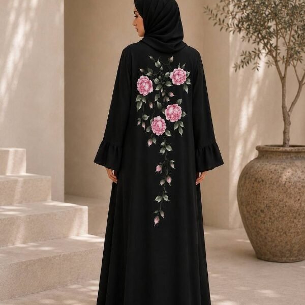 Midnight Rose Cascade Abaya
