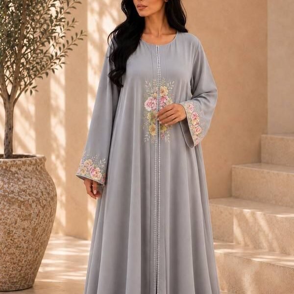 Silver Rose Garden Abaya