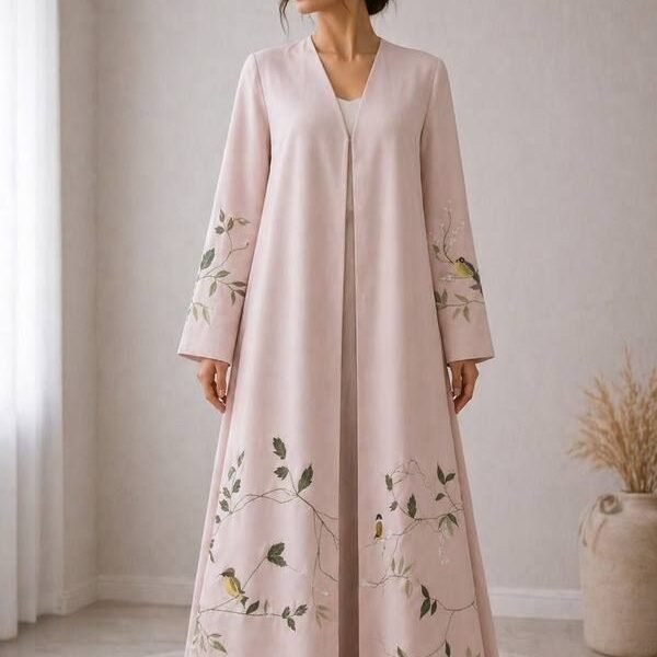 A soft and elegant hand-painted abaya